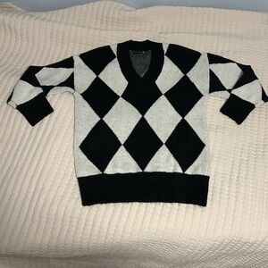 Black and White Black Tape Sweater